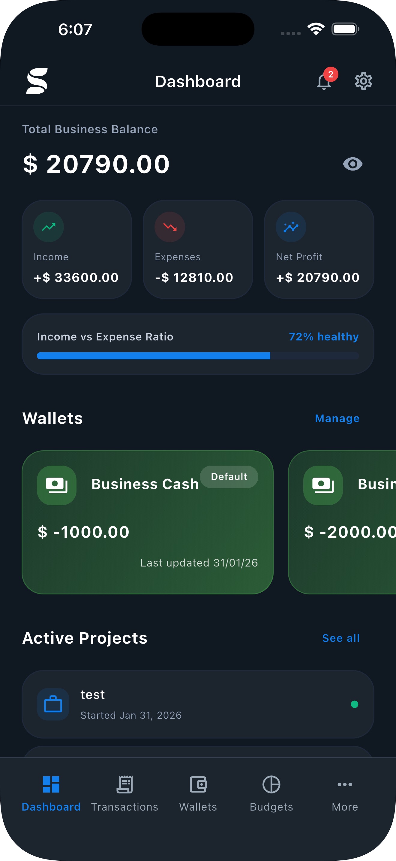 Spendary business dashboard